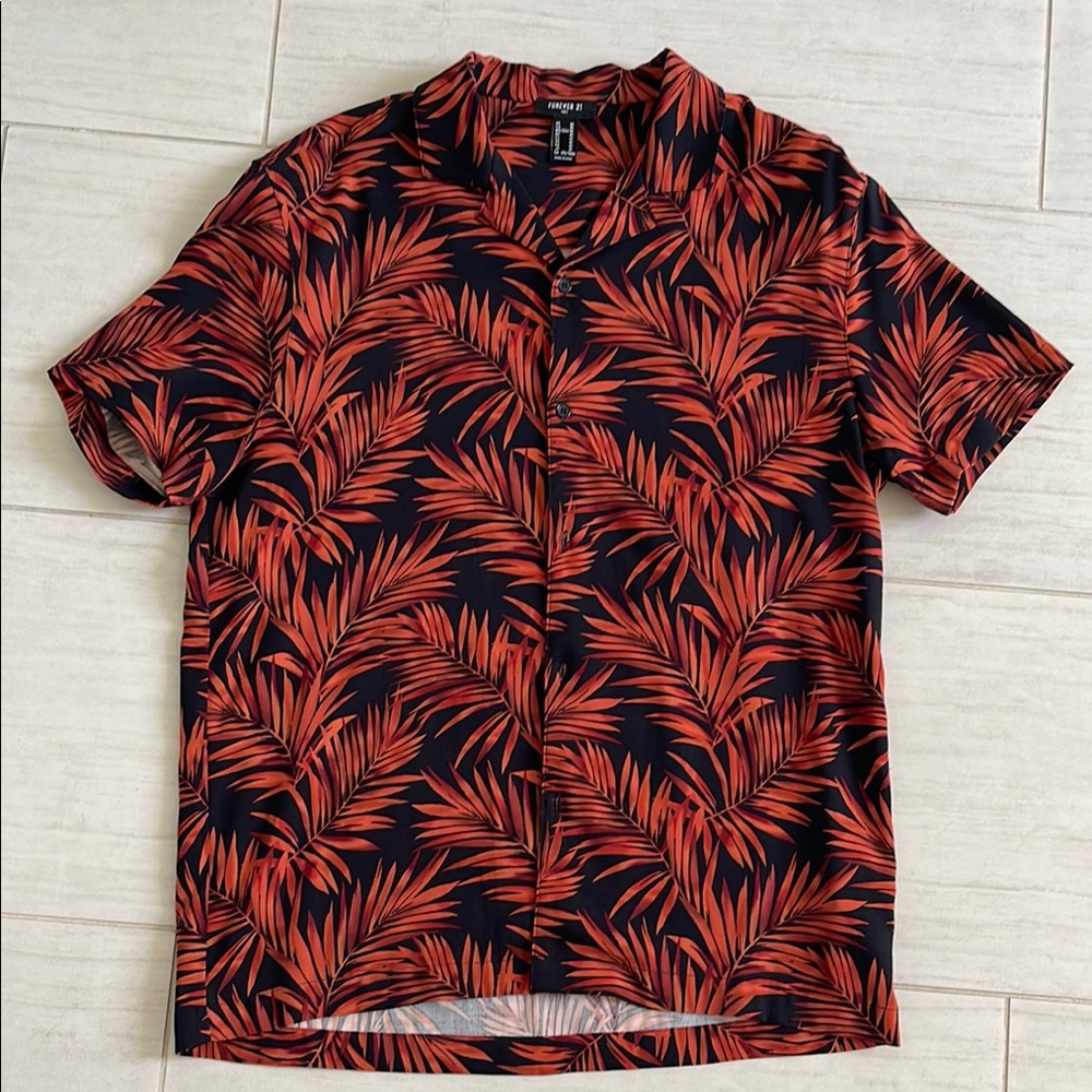 H&M Black and Red Casual Button Down Shirt
